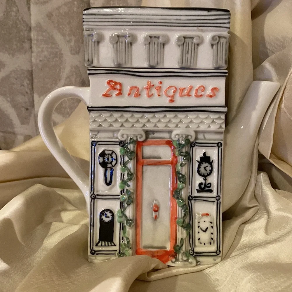 Vintage “Antiques Shop” Rectangular Tea Pot